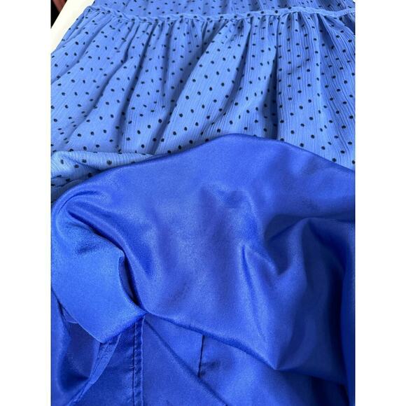 Talulah Dress Midi Tiered Polka Dot Blue Black Size‎ Small - Picture 8 of 10